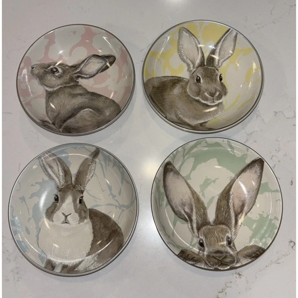 Williams Sonoma Damask Bunny Dessert Dip Small BOWL Floral Rabbit 5.5